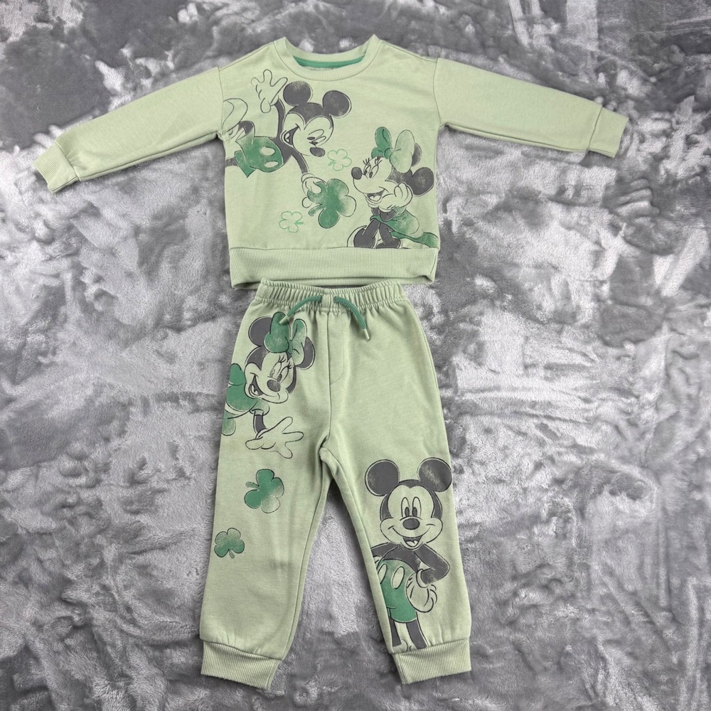 Disney Mickey Minnie Mouse St Patricks Day Fleece Sweatshirt Joggers Set 2T